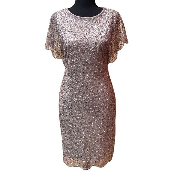 Adrianna Papell Silver Sequin Dress